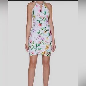 Guess Floral Printed Halter Sheath Dress